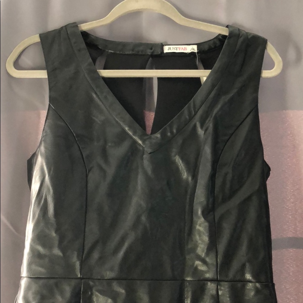 Black faux leather mini dress